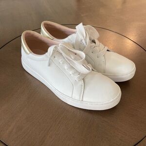 Kate Spade White Leather Sneakers – Gold Heel
